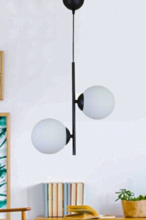 MNZ-Vitaly رياضة حديثة بيضاء زجاج الكهرباء الزجاجي الأسود غرفة المعيشة - المطبخ - غرفة النوم 2 قطع شاندلي bvitaly2 - Fer Avize