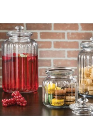 جرة زجاجية من طراز MNZ-Viva - جرة حاوية تخزين الزجاج 3 قطع 3 أحجام pb96393-3 - Paşabahçe