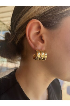 أرنقات النساء الذهبية من ثلاثية القبة من الصلب من MNZ-Vizyonova - Yıldız Accessory