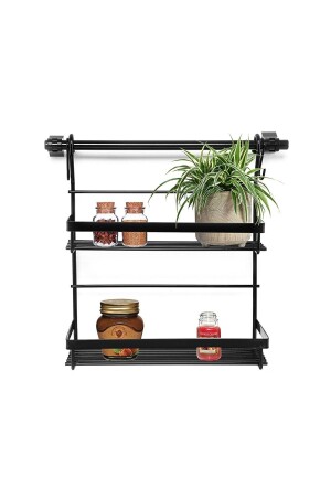 MNZ-Vomex اثنين من المستويات معلقة رف العطور مع أنبوب للمطبخ سوداء LOFTUS-1002 - Akın Lux