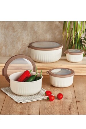 MNZ-Vp-045 حاوية تخزين الشاطئ، مجموعة الكريم من 4 EZMK-VP-045 - Vip Ahmet