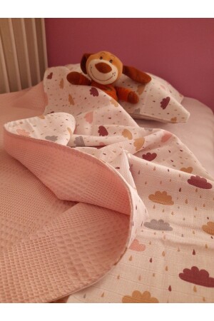 MNZ-Waffle Pike و Cloud Patterned Muslin Baby Blanket وسادة الحجرة HYB-12345 - Heybe