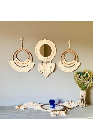 MNZ-wall Art Bohemian Macrame جدار ديكورات المنتج مجموعة من 3 - Kattuna