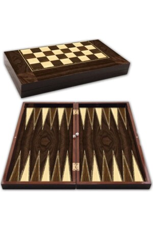 MNZ-Walnut Veneer Backgammon Checkers Set CVZTVLAMPK753159 - Star Oyun Aletleri