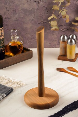 MNZ-Walnut Wood Counter Top Paper Towel Holder TYC00537996177 - Demy Craft