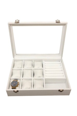 ساعة MNZ-Watch حلقة كوبينك العينات المعدة الأغراض صندوق المجوهرات القضية الخشبية الجلد مغطاة مربع ساعة KTA319 - kutuveaksesuar