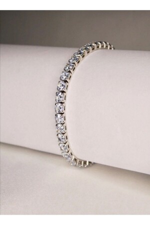 مقعد من المياه من المنطقة (MNZ-Waterway Square Zircon Stone) سوار فضي للمرأة - Kibritkutusu