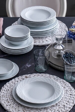 (MNZ-White 24 Piece Dinner Set) (ألي24ي400) (ألف24ي400) - Güral Porselen