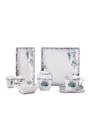 MNZ-White 28 Piece Square Breakfast Set A8574 9090404A8574 - KORKMAZ