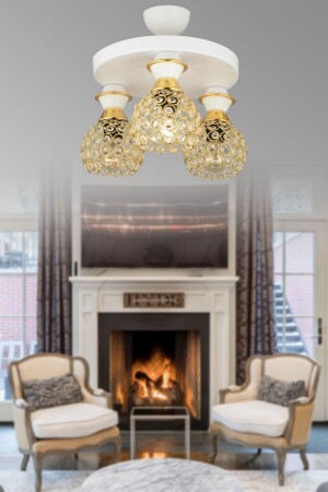 MNZ-White 3-Plafone كريستال أوبتيجون فاخر الشنابل AK00076 - Kraliçe