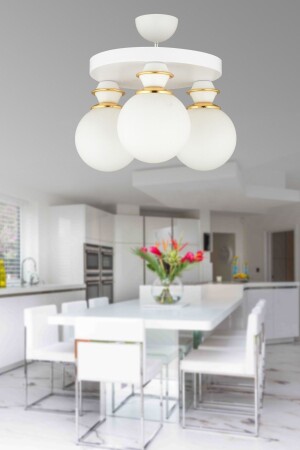 MNZ-White 3-Plafone White Glop Top Glass فخم الشنابل TYC00781193284 - Kraliçe