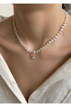 مقعد للكؤلؤات للنساء من طراز MNZ-White butterfly enamelled - Takıtarzım