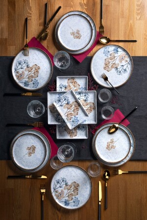 MNZ-White Çisem طعام وجبة الإفطار مجموعة 18 قطعة 04POR034576 - Porland