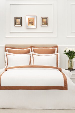 MNZ-White Col Porto Gold Double Percale Duvet Cover Set 200 21.01.0066 - Karaca Home