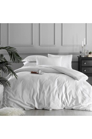 MNZ-White Collection مربع القطن جاكارد الملك الحجم غطاء غطاء غطاء غطاء الأبيض 000001000037170002 - Linens