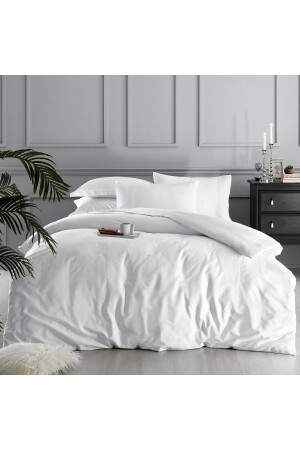 MNZ-White Collection مربع القطن جاكارد ساتين مزدوج غطاء غطاء القماش القماش الأبيض 60244694 - Linens