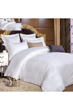 MNZ-White Double Jacquard Duvet Cover Set جاكر5 - METİNEV