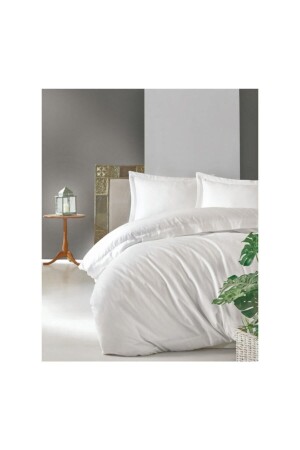 MNZ-White Elegant Series مضاعفة غطاء القماش مجموعة CTN-EGT-STN-Ç. K-N. T-White - Cotton Box