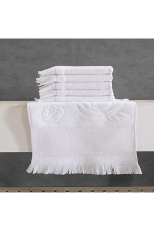 MNZ-White Etamine Fringed Embroidered 30*50 6 قطع من خزنة المطبخ - Fiesta