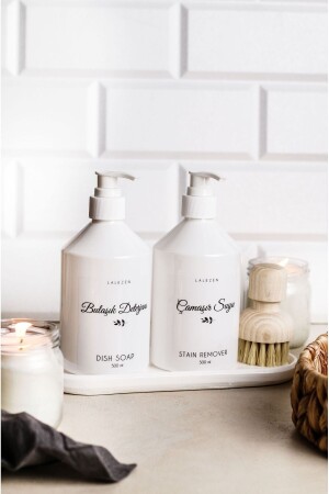 MNZ-WHITE لمطيل الوقوف زجاجة بيضاء مع فرشة - مكفف للمغسلات - ماء غسيل ملصق عليها - Lalezen Home