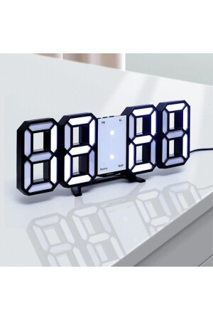 MNZ-White Led Black Case طاولة أزياء رقمية أو ساعة جدارية 1999سوداء - valkyrie