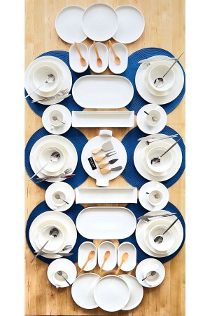 MNZ-White Modern 114 Piece Porcelain عشاء و إفطار مجموعة 12 شخص 0000TR4785 - CASA DE BELLA