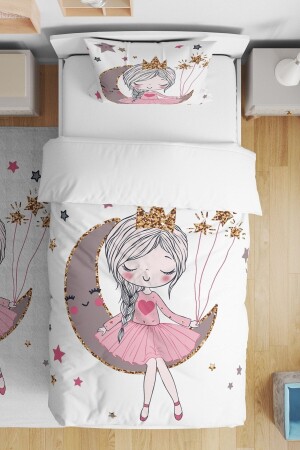 MNZ-White Moon Princess نمط واحد أطفال الأطفال ملابس السرير مجموعة evnev00061 - Evpanya