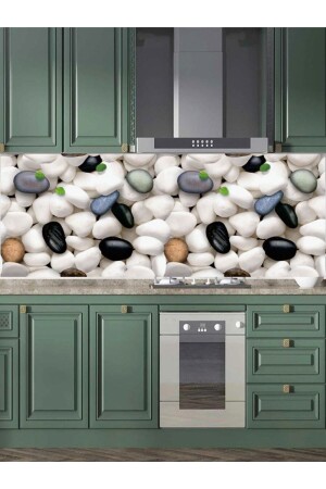 MNZ-White Pebble Stone Kitchen Countertop Tiles Table Covering Adhesive Foil 1 متر - Özasya Avm