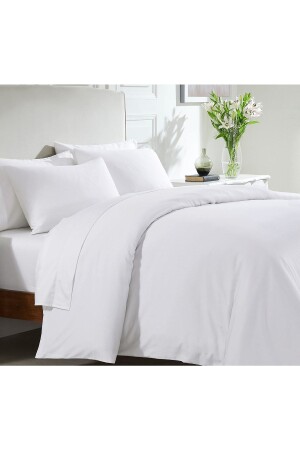 MNZ-White فخمة القطن Ranforce واحد غطاء غطاء الفندق، مجموعة فندق الرهنة - Ricco Lifes