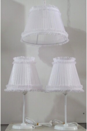 MNZ-White Ruffle غرفة النوم شمعة شمعة ظل المصابيح المعدة مصباح معلق مع الألياف البيضاء 22221111001254 - TEKAY AYDINLATMA