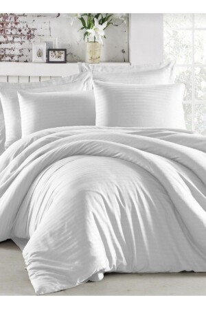 مجموعة غطاءات الساتين من نوع MNZ-White Satin Duvet ، نوع فندق ومنزل مزدوج ، 2 غطاءات وسادة ورقائق ، غطاءات غط - Deneme Zamanı