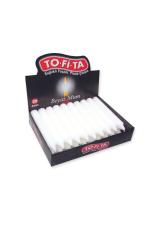 MNZ-White Thick Economic Package 1 شمعة 14 سم 20 طلاء 1697-T - TO-Fİ-TA toptanfiyattarifesi