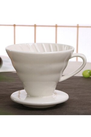 MNZ-White V60 02 قطعة قطعة كرياميكية معدات صناعة القهوة الصفحات القهوة FNS12 - Fenusa