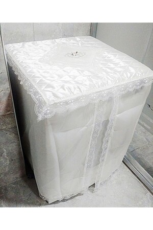 MNZ-White Washing Machine Cover Lace Edge - Dilex