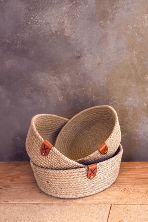 مجموعة من السلة من نوع MNZ-Wicker 3 قطع - Premium 100% طبيعي منظمة السلة من نوع Jute الحقيقي - منظمة تزيينية - Homever