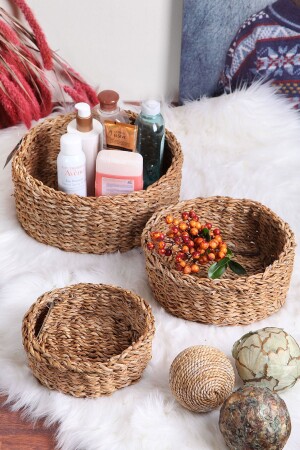 MNZ-Wicker يد خياطة 3 قطع ديكوراتية السلة منظمة حامل المناشف منظمة سلة Wicker - Çavdar Group