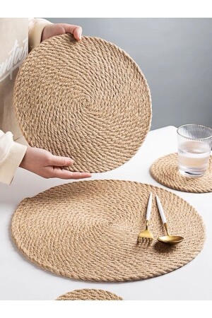 MNZ-Wicker 36 سم حجم كبير Placemat Plate خياطة البامبو - Vivien Home