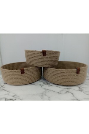 MNZ-Wicker Basket 3 قطع منظمة صنع يدوي منظمة حمام منظمة متعددة الأغراض منظمة - Madam