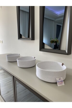 صندوق تخزين متعدد الأغراض MNZ-Wicker، منظمة، كيس أبيض طبيعي منظمة متعدد الأغراض. - decorium pleksi