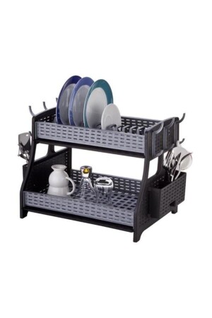 MNZ-Wicker رف رف لوحات مزدوجة الشنيايلا Sy5520 الأسود 8693135011403 - Şen Yayla