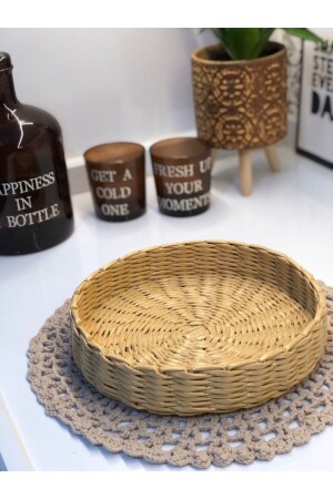 سلة منازل (MNZ-Wicker Tray) ، سلة عرض ، سلة تجميل قابل للغسل ، سلة قهوة T25576 - AFRALYAHOME