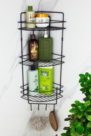 MNZ-Wire Mesh لاستدني لوفا شنجر ثلاثي شامبو حامل ملصق حمام زاوية منظمة غرف الاستحمام - Himyhome