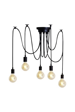 عنكبوت MNZ-Wired 5 Piece أسود سقف نصب مصباح العلق قمر KÖRÜMCEK05-0100-S - Taşcan Aydınlatma