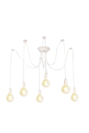 عنكبوت MNZ-Wired 6-piece White Ceiling Mounted Pendant Lamp Chandelier KÖRÜMCEK06-0200-S - Taşcan Aydınlatma