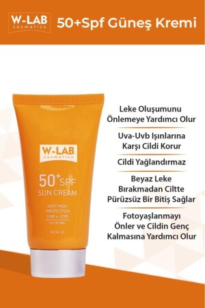 MNZ-W-lab كريم الشمس Spf50+ واقي الشمس 50 مليل - W-Lab Kozmetik