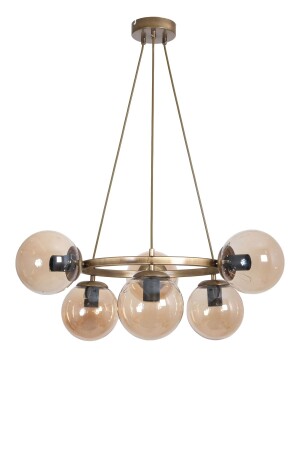 مطبخ التصميم الحديث من MNZ-World - غرفة المعيشة - غرفة النوم - السقف القديمة الذهبية اللون العسل الزجاج 6 قطع الشنارة DN323 - Fer Avize