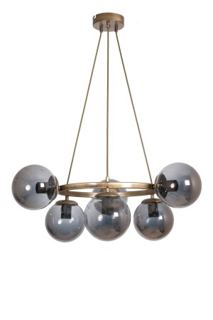 مطبخ التصميم الحديث من منظمة MNZ-World - غرفة المعيشة - غرفة النوم - السقف الذهب القديم لون الدخان الزجاج 6 قطع الشنابل DN323 - Fer Avize