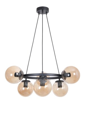 مطبخ التصميم الحديث من منظمة MNZ-World - غرفة المعيشة - غرفة النوم - السقف اللون الأسود زجاج العسل 6-قطع الشنارة DN323 - Fer Avize