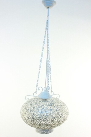 MNZ-Wrought Iron Metal صناعة يدوية الزجاج مصباح معلق واحد شمعة 35 سم قطر 90 سم طول ماكس 100 ووت ALX7 - DOĞA HEDİYELİK HOME