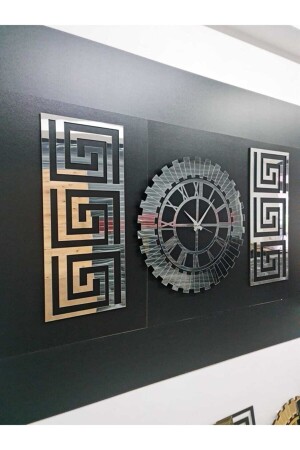 MNZ-Xl مجموعة كبيرة لتزيين Plexiglass الفضة المرآة 3D تمزق - يدًا رسومات ساعة الجدار النموذجية والديكور - Eyka Store